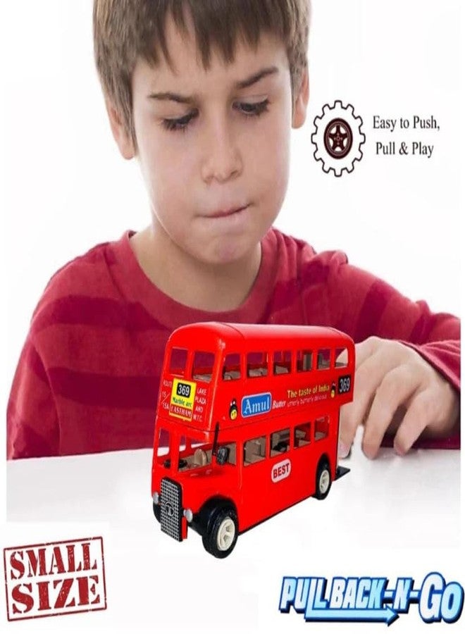 COLLEN ARRAY Pullback Bus Toy for Kids, Double Decker, Realistic Model, Pack of 1 Bus- red color-35 - Image 2